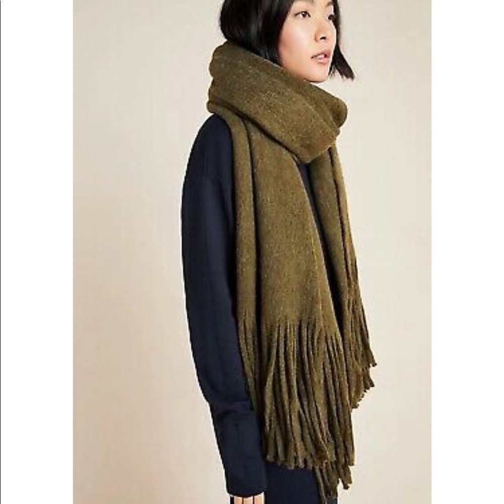 Anthropologie Hunter Green Oversize Scarf Wrap